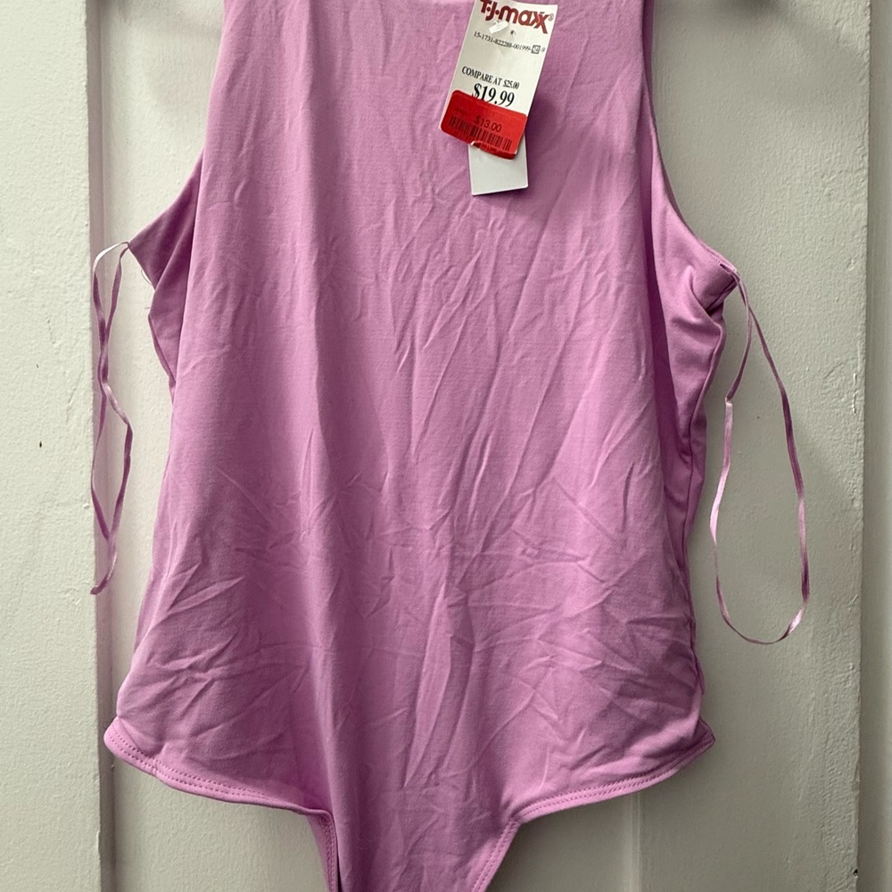 Olive & Oak Purple Bodysuit with Cut Out Tie Front